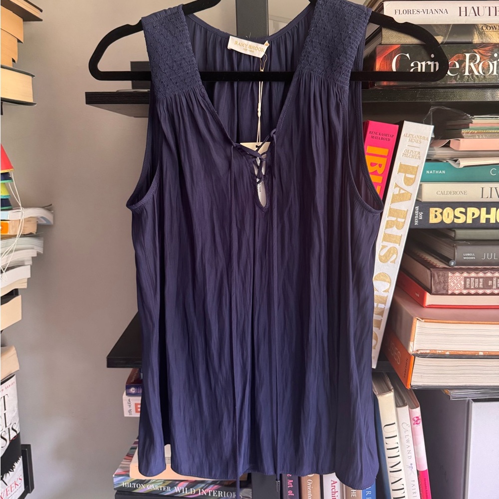 New Ramy Brook Top Size Medium Aline Navy Sz Xs